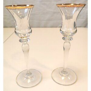 Mikasa Trousseau Gold Trim 7.75” Candlestick Candle Holders